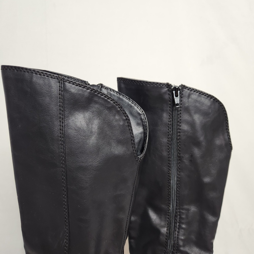 American Rag Co AEBONI Womens Black Knee High Boots Sz 5M Block Heel Harness Zip - Picture 8 of 16